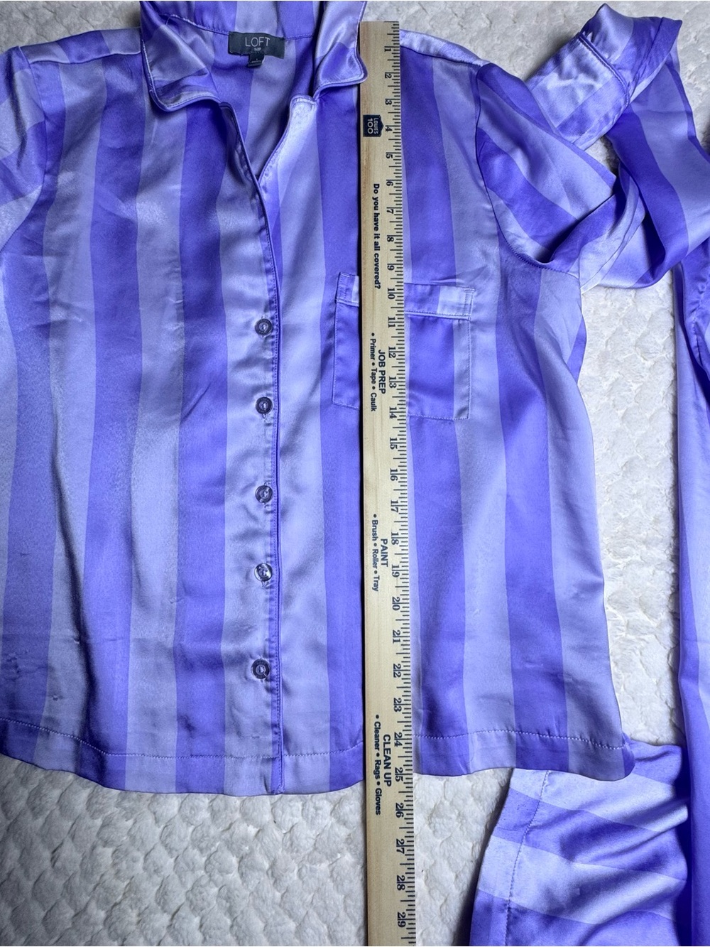 LOFT Satin Lavender Stripe Pajama Set | Coquette Soft Girl Loungewear - Picture 8 of 9